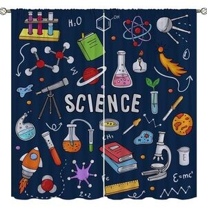 Science Black Out Curtains 55 x 63 Inch